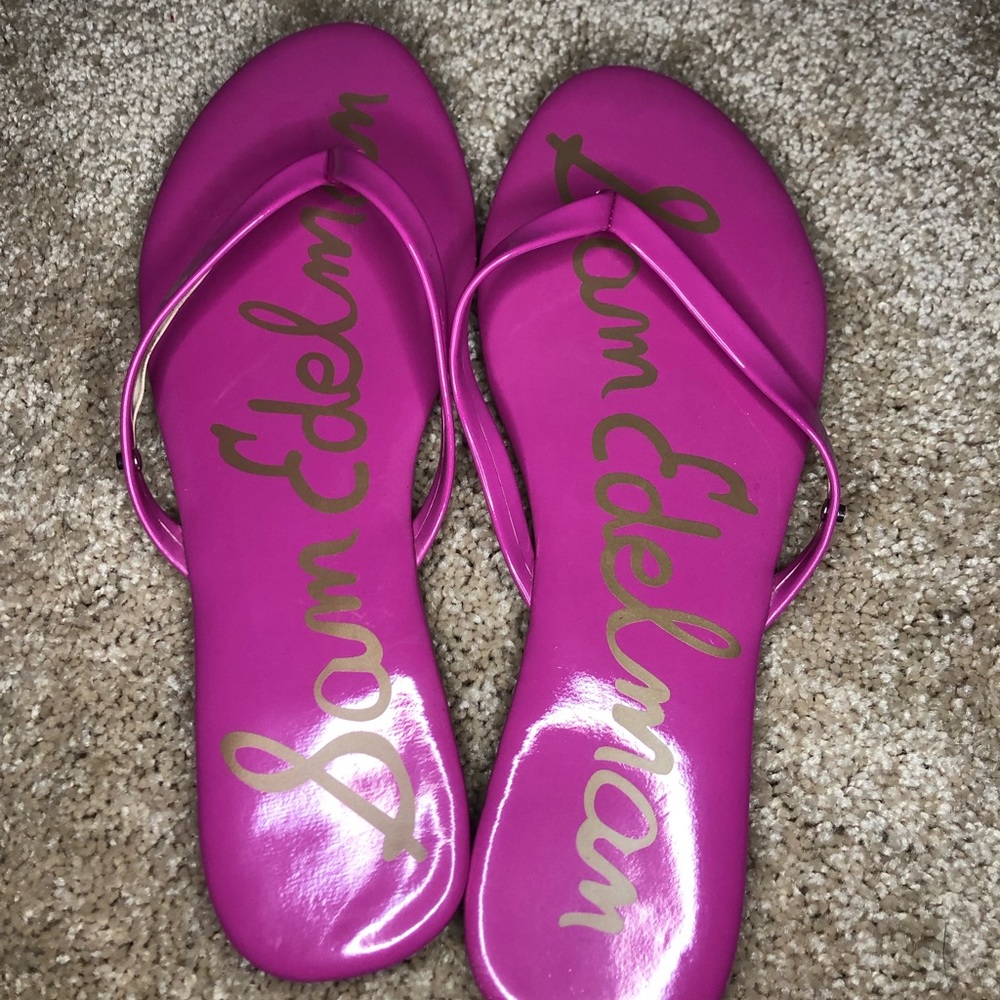 Pink summer flip flops